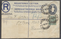 SOUTH AFRICA. 1921 (8 Sept). Messina - Joburg. Local Reg 5 1/2d Blue Sta Env Adtl 1/2d Green Cds. Stline Reg Town Name.  - Altri & Non Classificati