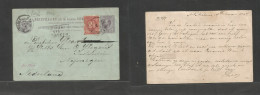 SURINAME. 1897 (17 Febr) Newe Nickenie - Netherlands, Nigmegen (4 March) Lilac Stat Card + 2 1/2c Red Adtl, Tied Cds + " - Suriname