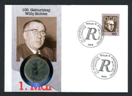 DDR 1994 Numisbrief Willi Richter Mit 10 Mark 1. Mai Worbes 225 BU (Num206 - Non Classés
