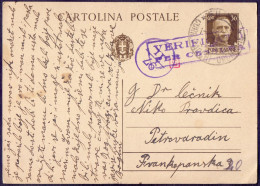 CROATIA  NDH  ITALIA - CARTOLINA POSTALE  30c + CENZURA - OMIŠALJ  KRK To PETROVARADIN - 1. X 1941. - Croazia