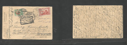 SYRIA. 1916 (8 Aug) Turkish Admin, Halep - Switzerland, Lausanne. Multifkd Private Card At 20p Rate, Tied Bilingual Cds  - Siria