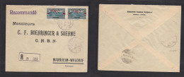 SYRIA. 1929 (16 Sept) Damas - Germany, Mannheim (25 Sept) Multifkd Ovptd Issue Envelope, Lilac Cds. VF. - Siria