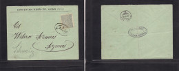 SYRIA. 1898 (Febr) Turkish PO, Homs - Switzerland, Azmoos (27 Febr) 1pi Green Turkey Fkd Comercial Env, Oval Native Cach - Siria