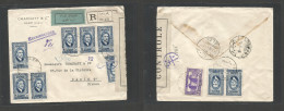 SYRIA. 1945 (13 May) Alep - France, Paris Via Damas. Registered Multifkd Air Depart Censored Comercial Envelope. VF Usag - Siria