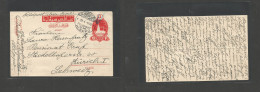 SYRIA. 1918 (29 April) WWI. Turkish Postal Admin. Aleppo - Zurich, Switzerland. Feldpost Red Stat Card, VF Cds Strike. S - Siria