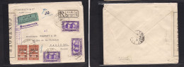SYRIA. 1945 (29 July) Alep - France, Paris. Registered Air Multifkd Envelope Via Damas + French Censor Label + BRITISH " - Syrie