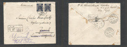 SYRIA. 1919 (13 Nov) EEF, Halep - Switzerland, Zurich (19 Nov) Registered Multifkd Env, Tied Ds + R-cachet. Reverse Tran - Siria