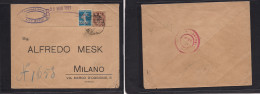 SYRIA. 1921 (11 May) OMF Syrie, Halep - Italy, Milano (21 May) Multifkd Ovptd Mixed Issues Semeuse At 2,50pi Rate, Tied  - Siria