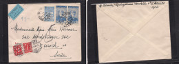 SYRIA. 1948 (15 Feb) Damas - Switzerland, Zurich (24 Feb) Air Multifkd Envelope + Taxed + Arrival (x2) Swiss P. Due, Tie - Siria