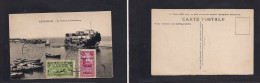 SYRIA. 1930 (27 Febr) Alaouites. Lattaquie. Fkd Ppc Le Port Et Le Semaphore. Ovptd Issue. Scarce Usage, Even Uncirculate - Siria