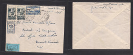 SYRIA. 1950 (15 June) Damas - Kuwait, Ahmadi KDC. Air Multifkd Env. Rarity Mail Destination Usage. - Syrie