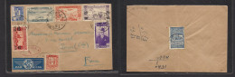 SYRIA. 1940 (16 Dec) Damas - France, Paris. Air Multifkd Censored Env. Reverse Tied Fiscal Stamp. - Siria