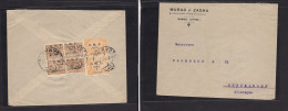 SYRIA. 1921 (17 Nov) OMF Syrie. Damas - Germany, Dusseldorf. Reverse Multifkd Envelope Provisional Overprinted Issue. VF - Syrie