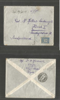 SYRIA. 1907 (Dec) Ourfa, Armenian Borough, Vilajet Aleppo, Syria - Switzerland, Zurich (25 Dec) Fkd Env, Blue Bilingual  - Syrie