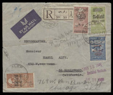 SYRIA. 1945 (26 Dec). Alep - USA / CA (12 Jan). Reg Air Multifkd Ovptd Issue (4 Diff Values). Fine. - Syrie