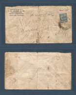 SYRIA. 1920 (22 March) TEO - Palestine. Banias - USA. Reply Business Envelope Fkd French Levant 1 Piaster TEO Ovptd, Bil - Syria