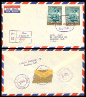 U.A.E.. 1965. Ajman - USA. Registr Air Fkd Env With Contains GBO / Postmaster Mail. Arrival Pmk. Proper Circulation Rate - Sonstige & Ohne Zuordnung