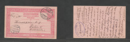 TURKEY. 1908 (20 Aug) OKDJODULAR - Berlin, Germany (24 Aug) 20p Rose Stat Card, Superb Bilingual Cachet. XF Strike. - Autres & Non Classés