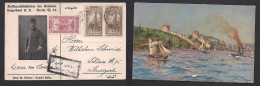 TURKEY. 1917 (12 March) GPO - Germany, Stuttgart. WWI Illustrated Censored Multifkd Card. - Autres & Non Classés