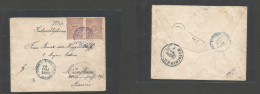 TURKEY. 1899 (19 May) Ramir - Germany, Munich (22 May) Via Constantinople 40p Rate Multifkd Env, Negative Seal Cachet. F - Autres & Non Classés