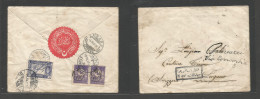 TURKEY. 1917 (10 July) Istambul - Switzerland, Lugano (5 Aug) Reverse Multifkd WWI Censor Cachet Envelope Incl Ovptd Iss - Autres & Non Classés