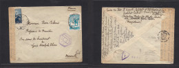 TURKEY. 1945 (10 Feb) Istanbul - France, Paris. Multifkd Env Via Cairo (28 Febr) Multifkd + Egypt Censored Envelope, Der - Autres & Non Classés