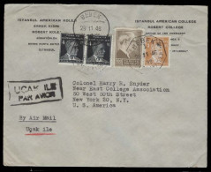 TURKEY. 1946 (23 Nov). Bebek - USA. Air Multifkd Env + Air Cachet. 100k Stamp. VF. - Autres & Non Classés