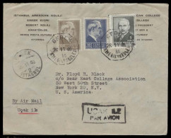 TURKEY. 1946 (26 Nov). Bebek - USA. Air Fkd Env. 100k + Air Cachet. American School Ds. - Autres & Non Classés