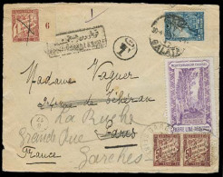 TURKEY. 1921. Galata - France. Fkd Env + Travel Label + Taxed Aux Mark + 3 French P Dues Tied Cds Incl Margin Border. - Autres & Non Classés