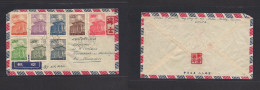 TAIWAN. 1959 (10 June) Taiting - Switzerland, Franenkloster. Air Multifkd Complete Set Env, Tied Cds + Red Postal Cachet - Autres & Non Classés