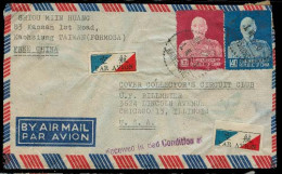 TAIWAN. 1956 (1 March). Kaohsiung - USA. Airfkd Env 1,40 + 1,60 $ Tchank KS + Tricolor Labels + Aux Marks. Fine. - Other & Unclassified