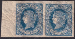 Cuba 1866 Sc 24 Ed 14 MNH** Margin Pair Wrinkled - Cuba (1874-1898)