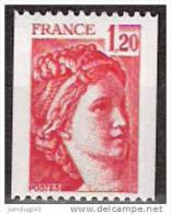 FRANCE N° 1981B 1.20 ROUGE TYPE SABINE ROULETTE PAIRE AVEC NUMERO ROUGE  680 Neuf Sans Charniere - 1977-1981 Sabine Van Gandon