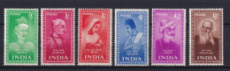 185 INDE 1952 - Yvert 37/42 - Portrait Saint Poete - Neuf ** (MNH) Sans Charniere - Nuovi