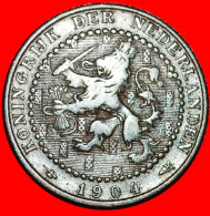 * RAMPANT LION (1902-1907): NETHERLANDS  1 CENT 1904! WILHELMINA (1890-1948)  · LOW START ·  NO RESERVE! - 1 Centavos