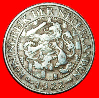 * RAMPANT LION (1913-1941): NETHERLANDS  1 CENT 1922! WILHELMINA (1890-1948) · LOW START ·  NO RESERVE! - 1 Cent