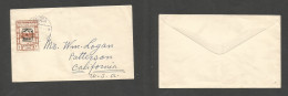 YEMEN. 1952 (15 Oct) Hodeida - USA, CA, Patterson. Ovptd Issue 2 Bogdas. Single Fkd Unsealed Env. - Yémen