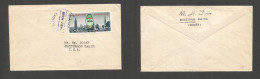 YEMEN. 1964. Hodeida - USA, Patterson, CA. Unsealed Single 4B World NY Fair Fkd Envelope. Flag Issue. - Yémen