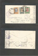 YEMEN. 1941 (1 Dec) Sanaa - Lebanon (Beyrouth) (31 Dec) Via Maouia. Censor At Aden + Egypt. Multifkd Envelope, Bilingual - Yémen