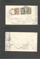 YEMEN. 1941 (1 Dec) Sanaa - Lebanon (Beyrouth) (31 Dec) Via Maouia. Censor At Aden + Egypt. Multifkd Envelope, Bilingual - Yemen