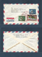 YEMEN. 1971 (13 March) Crater, Aden - USA, Chicago (30 March) Ill. Air Multifkd Envelope, Ovptd Federation Of South Arab - Yémen
