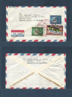 YEMEN. 1971 (13 March) Crater, Aden - USA, Chicago (30 March) Ill. Air Multifkd Envelope, Ovptd Federation Of South Arab - Yemen