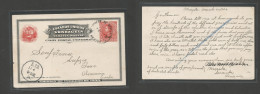 VENEZUELA. 1904 (20 March) Merida - Germany, Leipzig (14 April) 10c Cms Red Bicolor Stat Card, VF Heat Depart Cds. - Venezuela