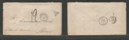 VENEZUELA. 1877 (5 June) Valencia - France, Paris (24 June) Stampless Envelope Via French Postal Agent Porto Cabello, Ta - Venezuela