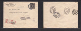 VENEZUELA. 1921 (16 Aug) Caracas - Germany, Mannheim (11 Sept) Via NY. Registered Single Fkd 1 Bolivar Black Envelope. R - Venezuela