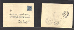 VENEZUELA. 1904 (Feb 10-12) Barquisimeto - Hungary, Budapest (6 March) Single Fkd Env Ocal Blue Cachet. Via Porto Cabell - Venezuela