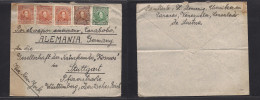 VENEZUELA. C. 1920s. Austria Consular Mail. Caracas - Germany, Stuttgart. Multifkd Env, Endorssed "Vapor Carabobo" VF Vi - Venezuela