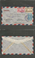 VENEZUELA. 1937. Caracas - Germany, Manheim. Air Multifkd Env, Special Cachet "VIA NATAL PARIS" (xxx/RR) V. Rare, First  - Venezuela