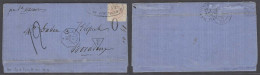 VENEZUELA. 1876 (19 Ago). Caracas - France. EL Full Text Incl 1/2 R Rose, Tied Oval + 0 Nulled Via French P Agent At La  - Venezuela