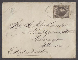 VENEZUELA. 1880 (March). Caracas - USA / Chicago, Ill (28 March). Fkd Env Single 50c Brown Oval Ds. Rarity As Single Sta - Venezuela